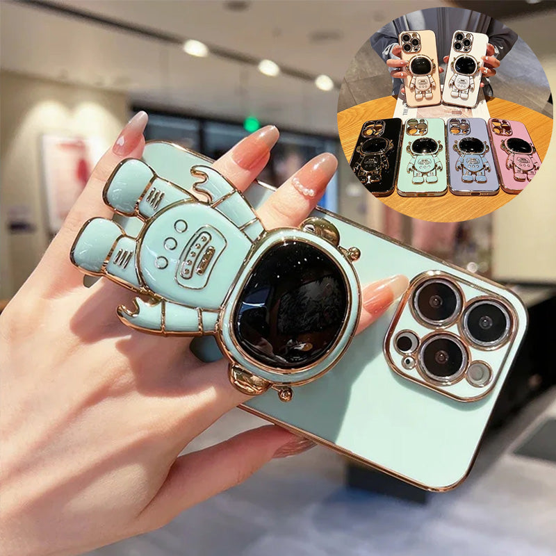 Luxury Crossbody Lanyard Astronaut Phone Holder and Stand iPhone Case | MagSafe Case with 360-Degree Protection and Camera Lens Cover for Apple iPhone 16/15/14/13/12 Pro Max, Plus Mini Cover | Armor Phone Case | Premium Protective Cover