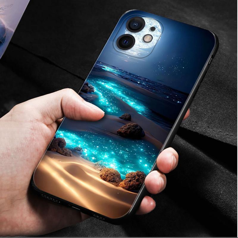 Luxus-Design: Romantische Strandlandschaft bei Nacht iPhone-Hülle