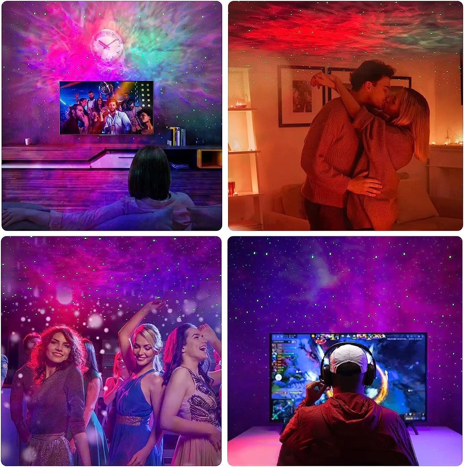 Premium Sterne-Projektor Licht: Buntes Nebelwolken-Nachtlicht, Dynamisches Galaxien-Sternennachtlicht für Schlafzimmer, Spielzimmer