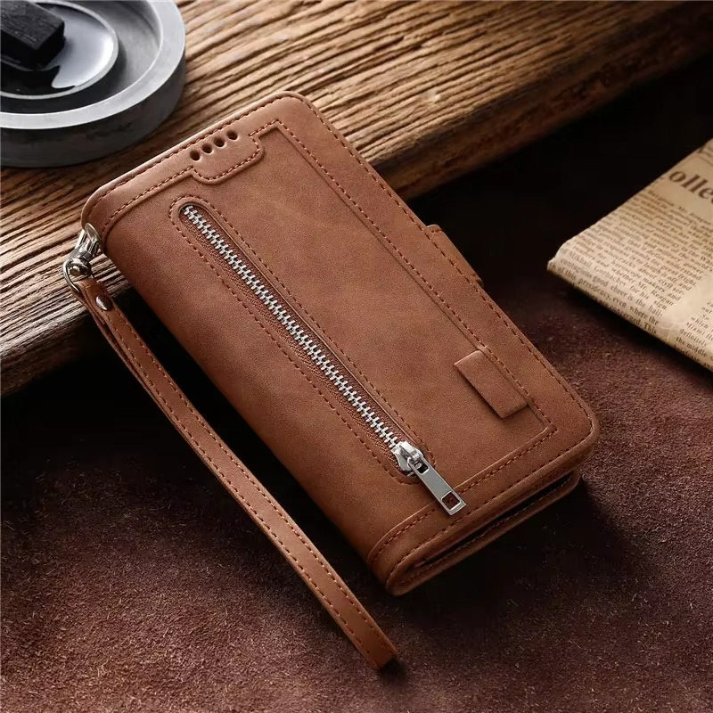 <tc>High-Quality Leather iPhone Case with Zipper, Card Holder, Stand, and Strap | Flip Cover Case for Apple iPhone 17/17 Air, 16/16e, 15, 14, 13, 12 Pro Max, Pro, Plus & Mini - Versatile Protective Cover</tc>