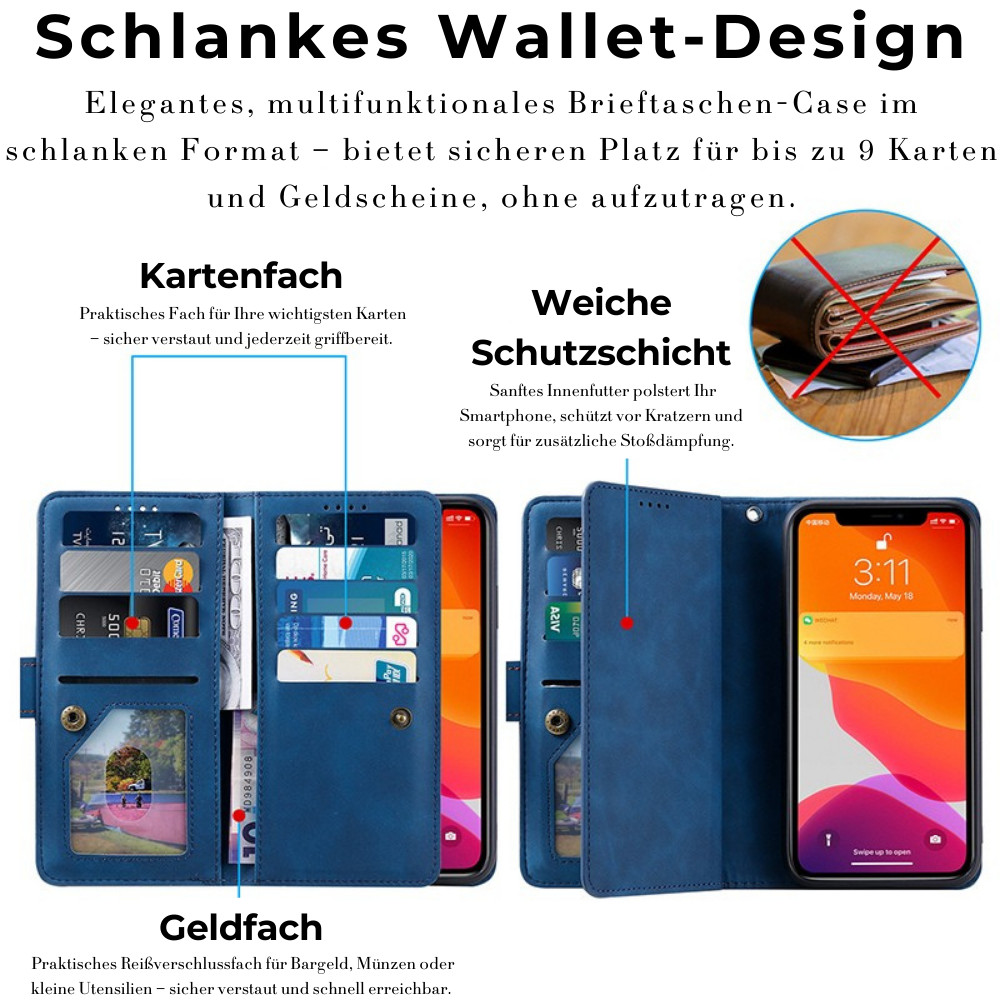 <tc>High-Quality Leather iPhone Case with Zipper, Card Holder, Stand, and Strap | Flip Cover Case for Apple iPhone 17/17 Air, 16/16e, 15, 14, 13, 12 Pro Max, Pro, Plus & Mini - Versatile Protective Cover</tc>