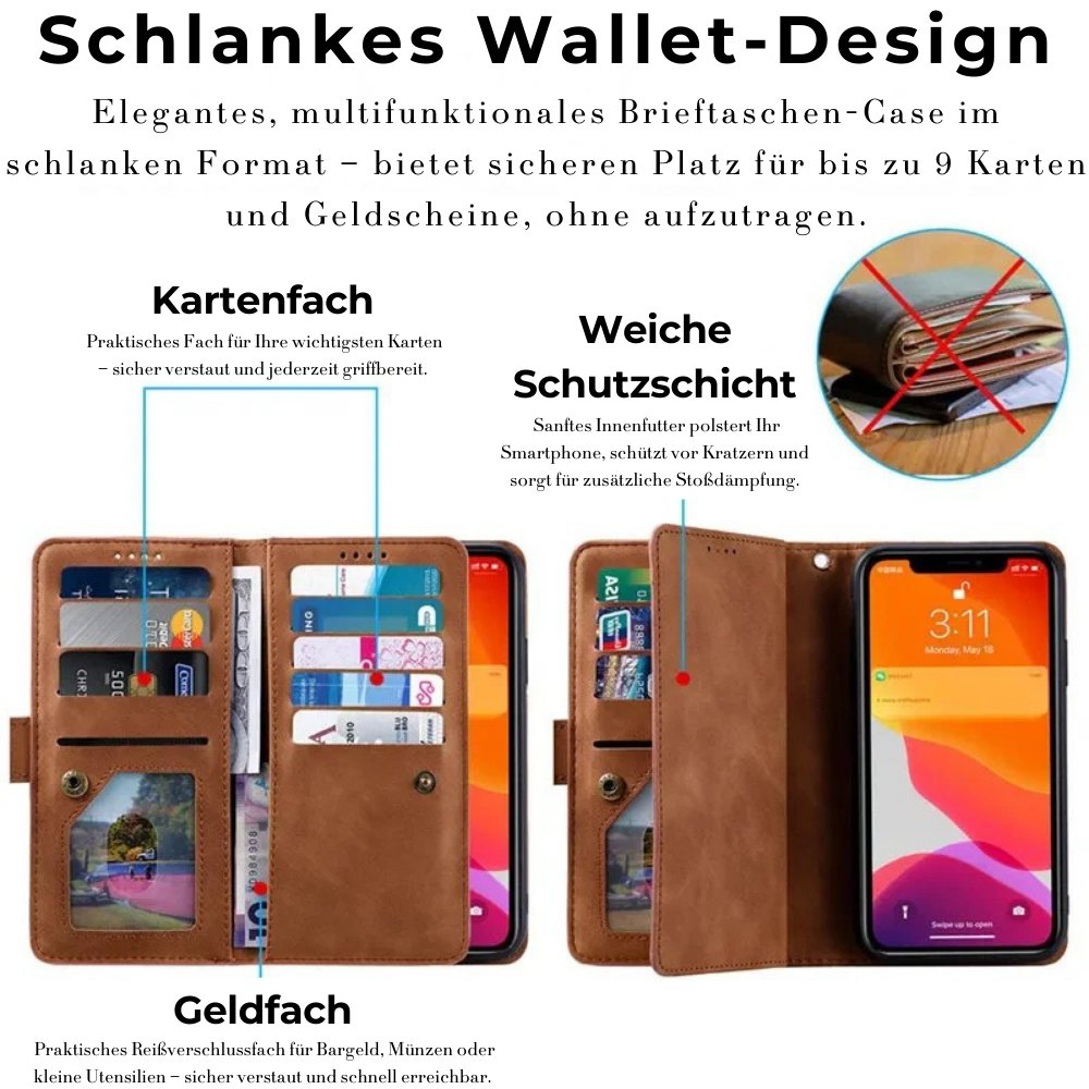 <tc>High-Quality Leather iPhone Case with Zipper, Card Holder, Stand, and Strap | Flip Cover Case for Apple iPhone 17/17 Air, 16/16e, 15, 14, 13, 12 Pro Max, Pro, Plus & Mini - Versatile Protective Cover</tc>