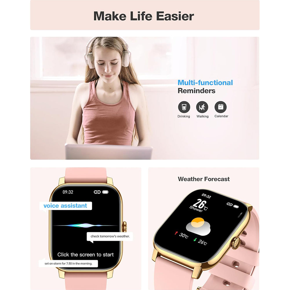 Premium Smartwatch Unisex – Fitness Watch with AI, Voice Calls, ECG, Blood Glucose Monitoring, Health Tracking, IP68 Waterproof, Step Counter, Heart Rate & Sleep Monitor, Notifications & Voice Assistant – For Women & Men