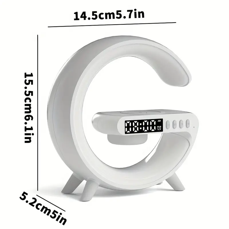 Universal RGB Charging Station LED Wireless Lamp Charger Alarm Clock Bluetooth Speaker | Charging Dock USB C Smartphones, Apple iPhone, Samsung, iOS & Android
