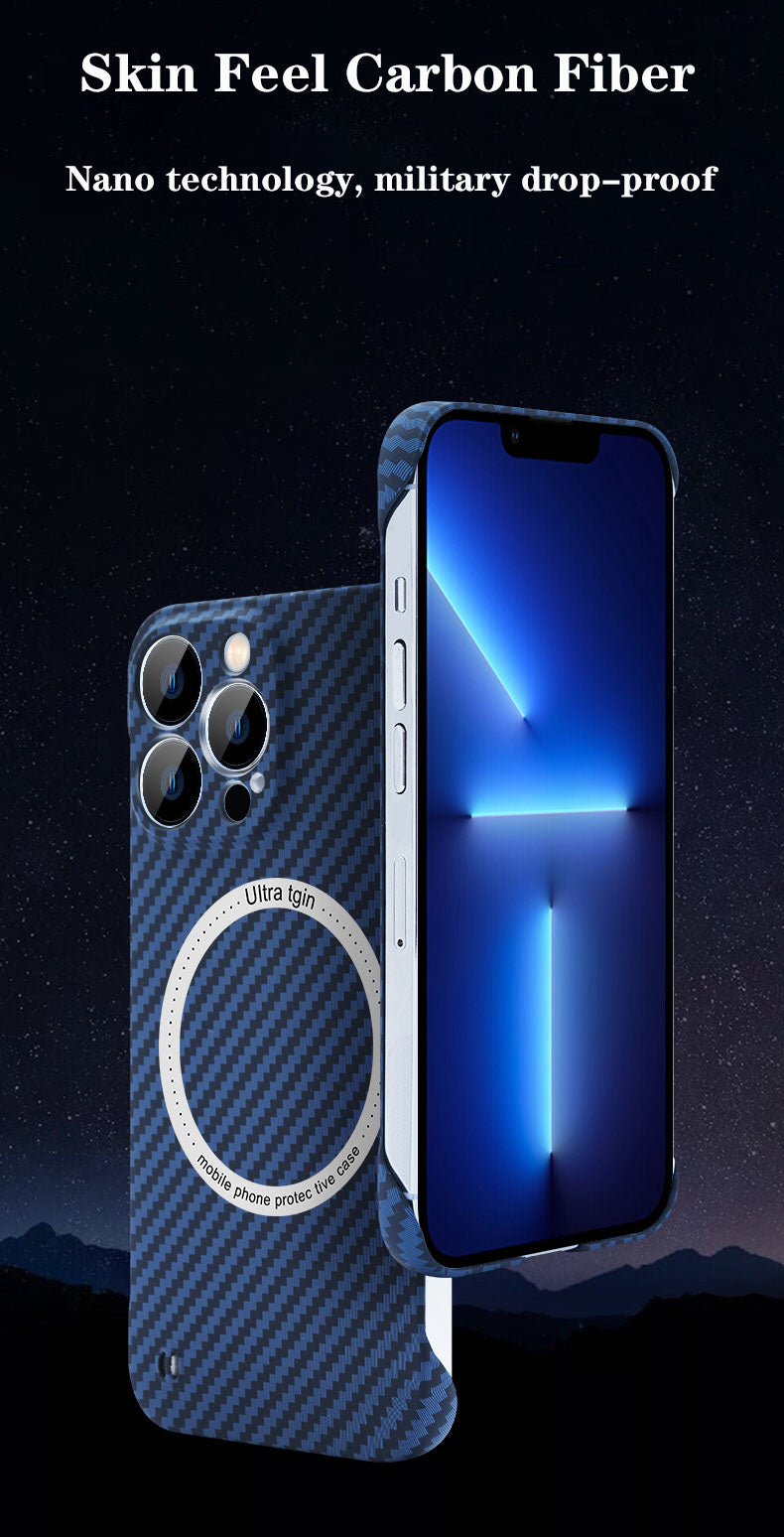 Premium Hülle, Abdeckung, Kohlefaser | Apple iPhone 15/13/12/11/14 Pro Max - Ultradünn, MagSafe, magnetische kabellose Ladeabdeckung