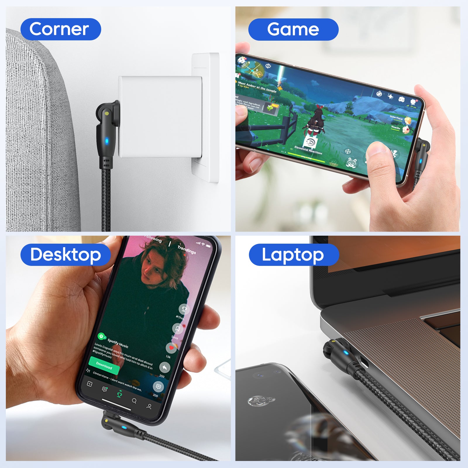 High Durability & Premium 3A Schnellladekabel Typ C für Samsung 180 Rotation Apple iPhone Kabel Realme - Phone Heaven Zone