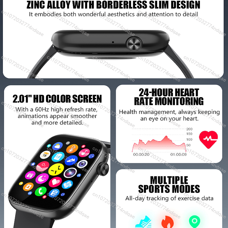 Premium Smartwatch Unisex – Fitness Watch with AI, Voice Calls, ECG, Blood Glucose Monitoring, Health Tracking, IP68 Waterproof, Step Counter, Heart Rate & Sleep Monitor, Notifications & Voice Assistant – For Women & Men