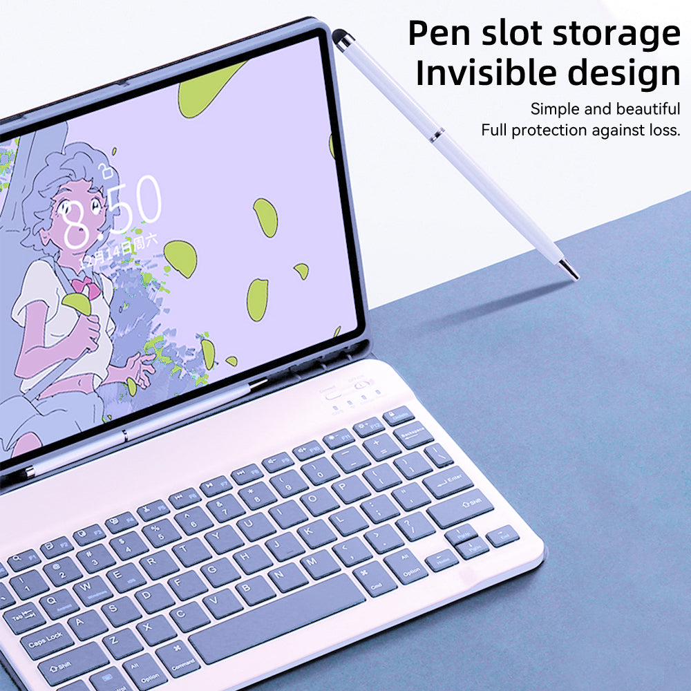 Hochwertige Hülle für Samsung Galaxy Tab S8 x700/x706, S7, S6 Lite, A7, A8: Drahtlose Maus und Tastatur, Robustes Gehäuse