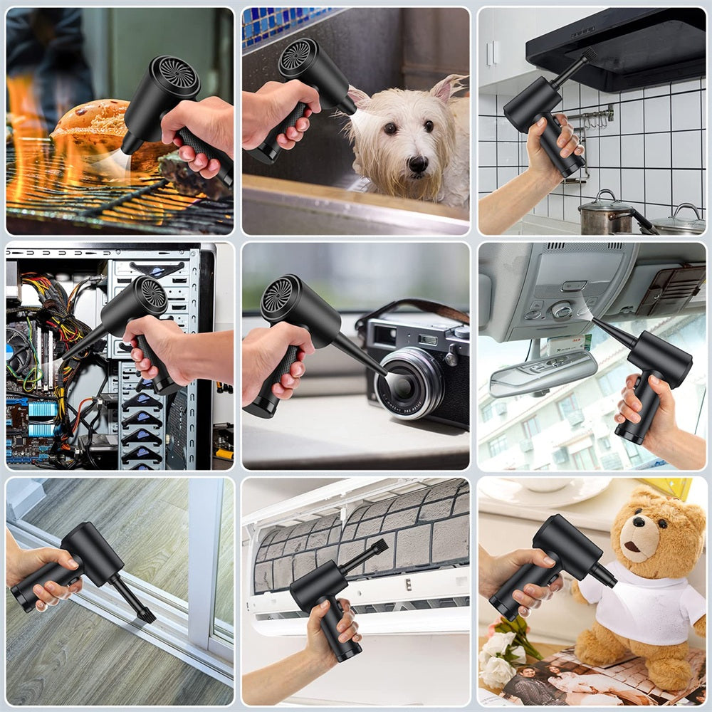 Gute Qualität Staubwedel mit Druckluft für Computer, schnurloses Luftgebläse, Computerreinigung mit LED-Licht für PC-Tastatur
