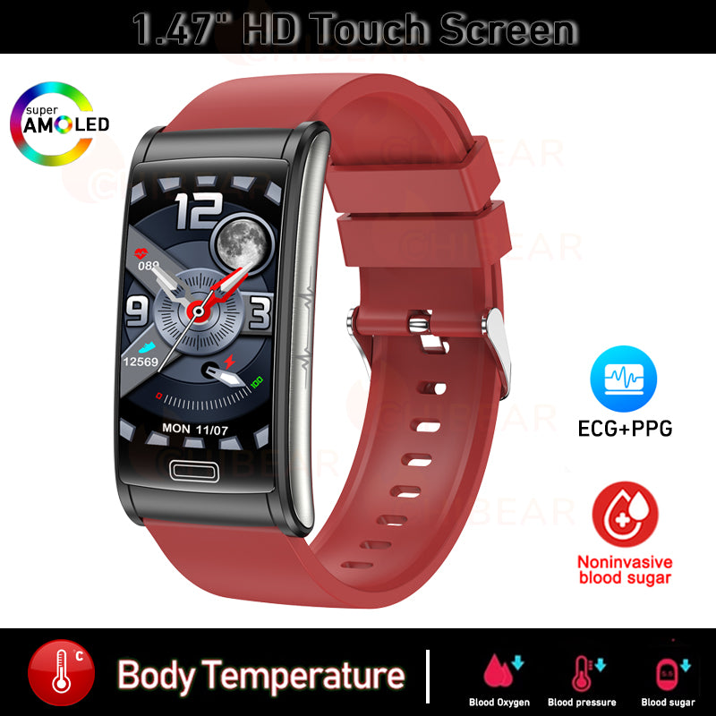 Premium High-Quality Non-Invasive Blood Glucose ECG + PPG Health Smart Band – IP68 Waterproof Sports Smartwatch, Blood Sugar Monitoring for Men & Women | Heart Rate, Sleep Tracking, Step Counter, Call, App Notifications | iOS & Android – Unisex