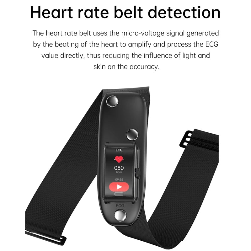 Premium High-Quality Non-Invasive Blood Glucose ECG + PPG Health Smart Band – IP68 Waterproof Sports Smartwatch, Blood Sugar Monitoring for Men & Women | Heart Rate, Sleep Tracking, Step Counter, Call, App Notifications | iOS & Android – Unisex