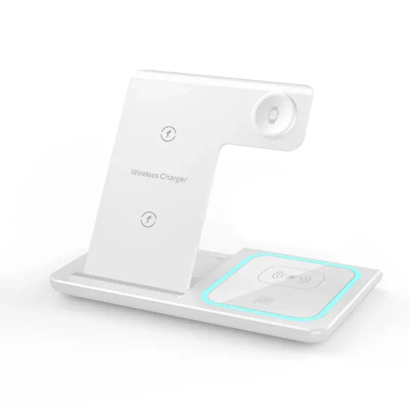 3 in 1 Wireless Fast Charging Station 30W Foldable Charger LED Stand: Charging Device MagSafe Docking Station for Smartphones, Apple iPhone, Samsung, iOS & Android Watch, AirPods