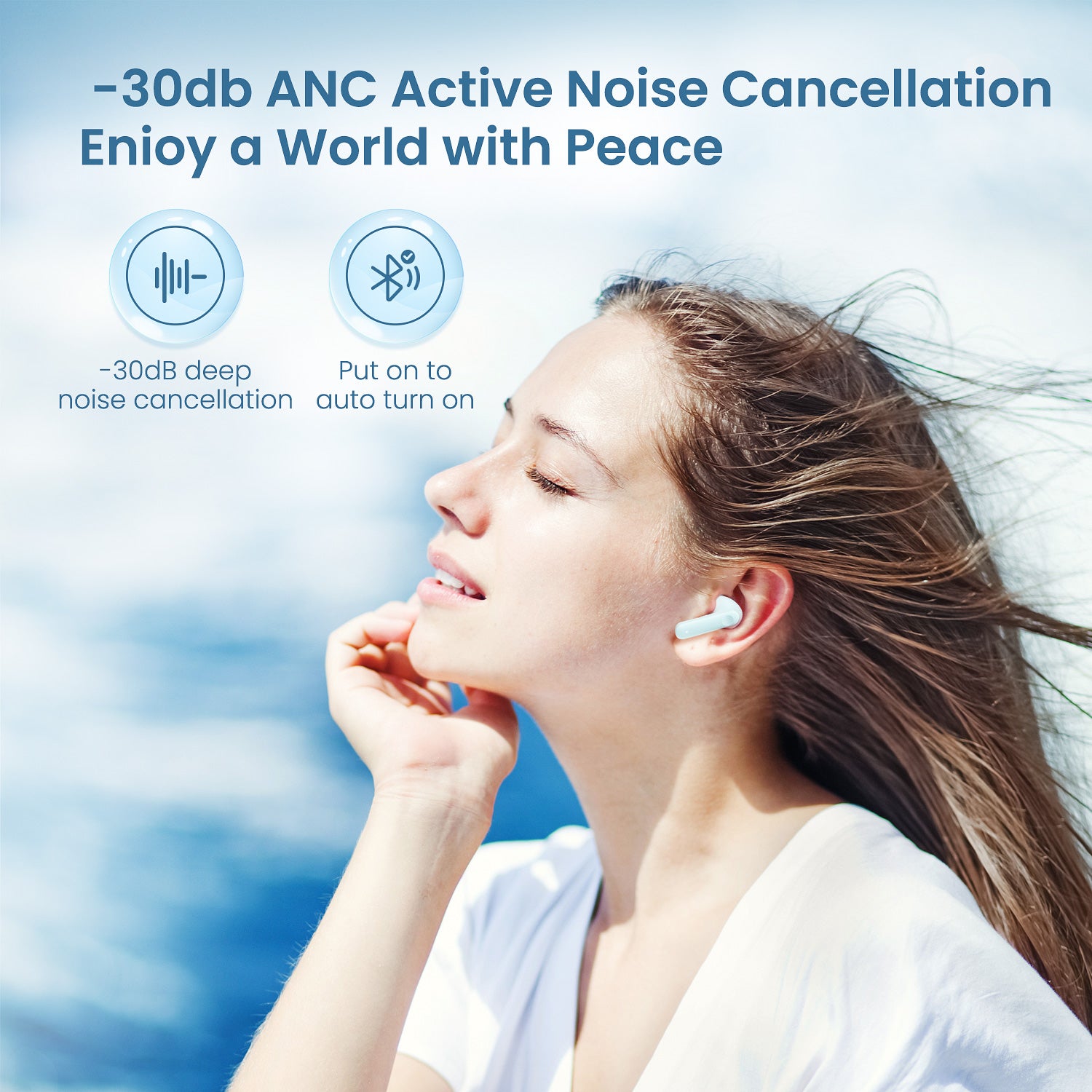Hochwertige ANC Drahtlose Kopfhörer: 40dB Geräuschunterdrückung, Bluetooth 5.2, 6 Mic ENC HD-Anruf, TWS Ohrhörer, Transparenzmodus