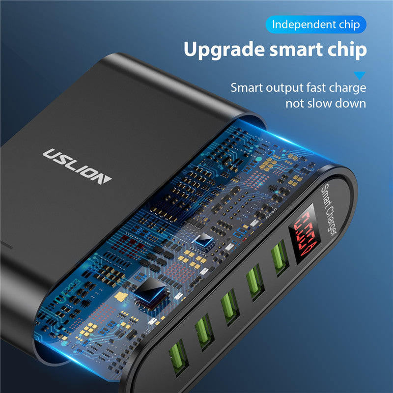 140W GaN Fast Charger: Premium Desktop Charging Station | 5 USB Ports Charging Station Docking Station ASOMETECH | Laptop, MacBook, Smartphones, Apple iPhone, Samsung, iOS & Android