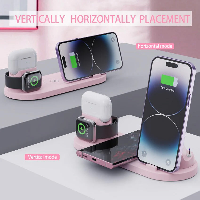 7-in-1 Charging Station Fast Wireless Charger | Fast Charging Dock 30W USB Type C Apple Watch, AirPods, Smartphones, Apple iPhone, Samsung, iOS & Android Fast Charger