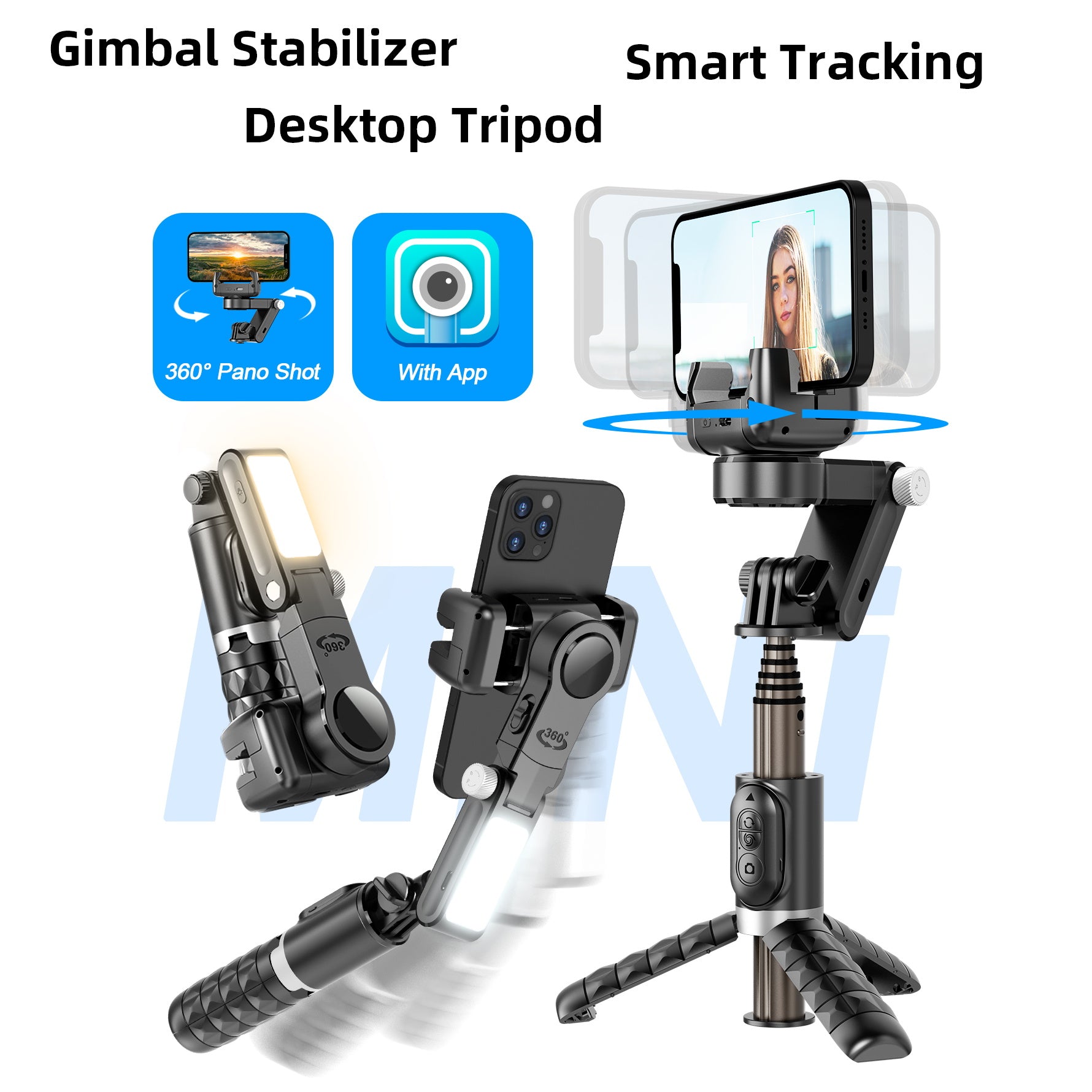360° Dreh-Gimbal Stabilisator, Selfie Stick & Stativ: Hochwertiges Zubehör für Apple iPhone 15/14/13/12/11| Live-Fotografie