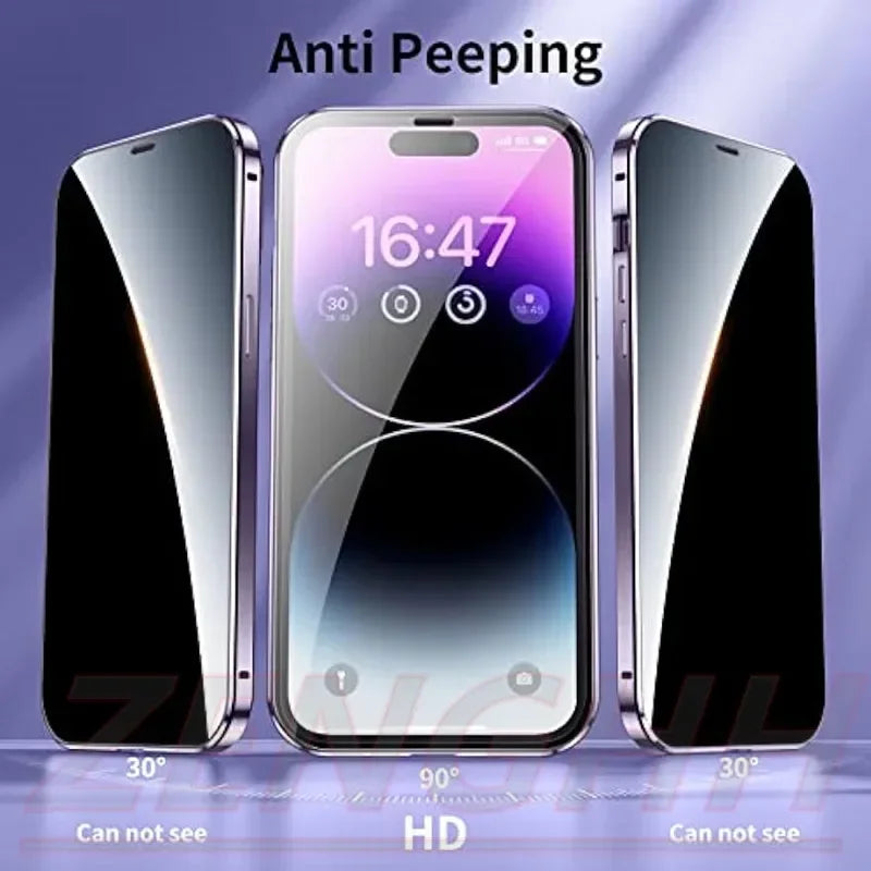 Luxury Ultra-Thin iPhone Case: Metal Alloy and Glass, Privacy Protection, Double-Sided 360° Full Protection | MagSafe-Compatible Magnetic Adsorption | Shockproof with Camera Protection | Apple iPhone 16/16e, 15, 14, 13, 12 Pro Max, Pro, Plus & Mini Cover