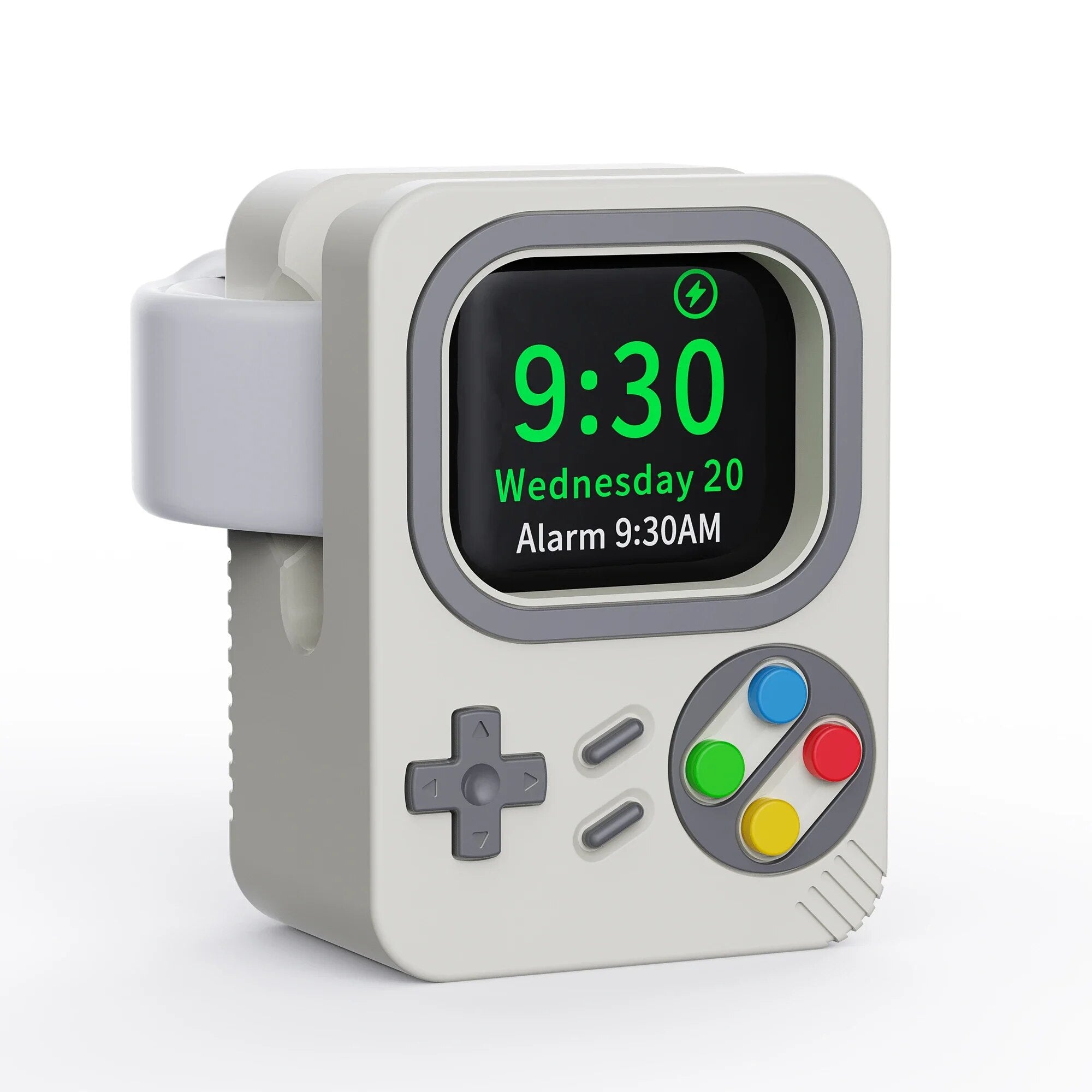 Hochwertige Desktop Halterung für Apple Watch Ladegerät & Ladestation | Retro Computer Muster Ladebasis für iWatch 9