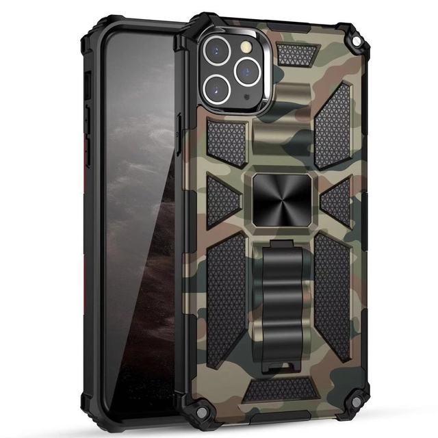 Hochwertige Hybrid-Militärpanzerung iPhone-Hülle MagSafe Case für Apple iPhone 15/14/13/12 Pro Max Plus mit eingebautem Ständer, Tarnung-Cover, Kamera-Rundumschutz und Bildschirmschutz Handyhülle - Phone Heaven Zone