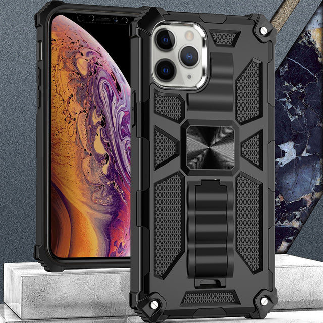 Hochwertige Hybrid-Militärpanzerung iPhone-Hülle MagSafe Case für Apple iPhone 15/14/13/12 Pro Max Plus mit eingebautem Ständer, Tarnung-Cover, Kamera-Rundumschutz und Bildschirmschutz Handyhülle - Phone Heaven Zone