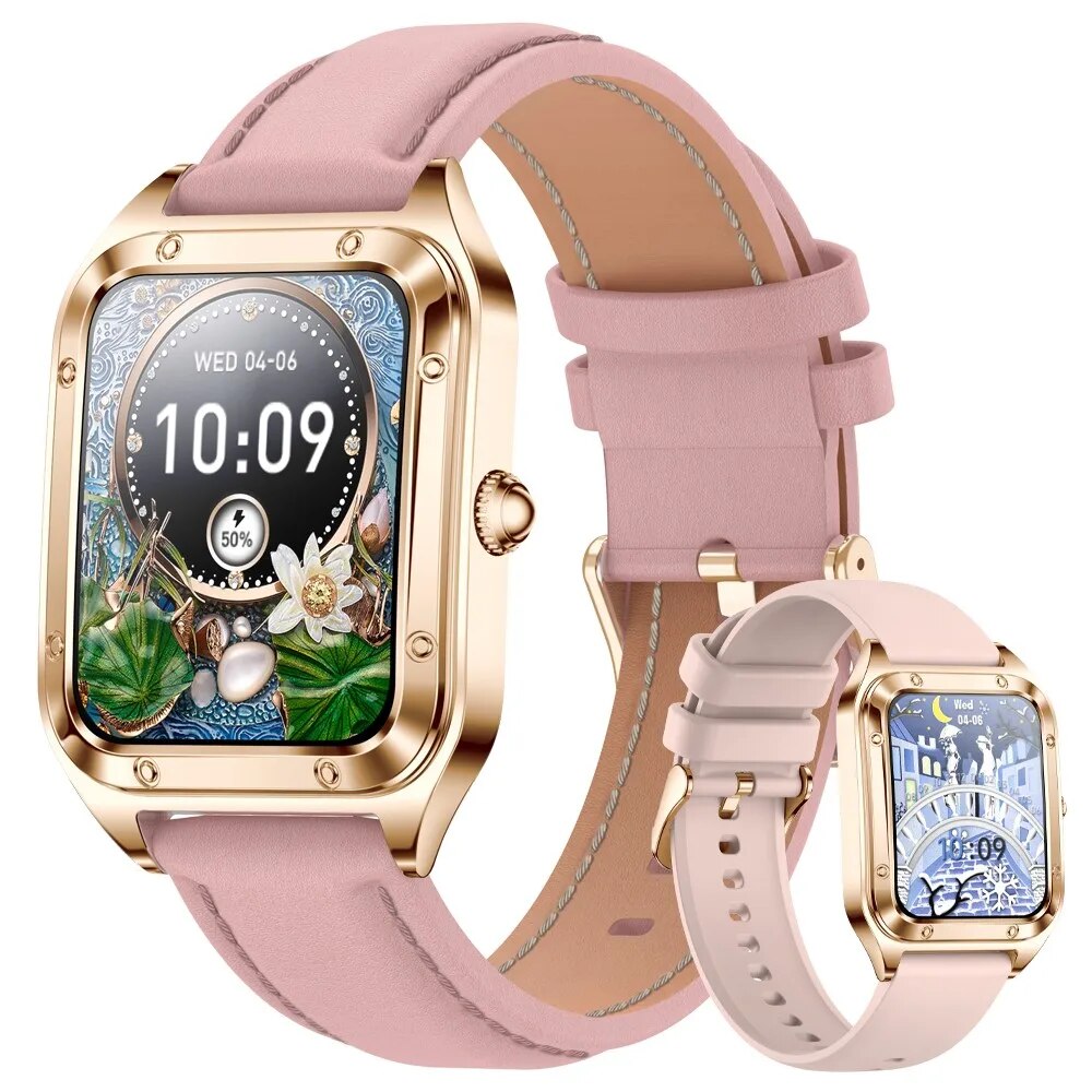 Luxus Mode Smartwatch für Damen | Bluetooth-Anruf, Blutdruckmessung, Multifunktions-Sportarmband, wasserdicht |