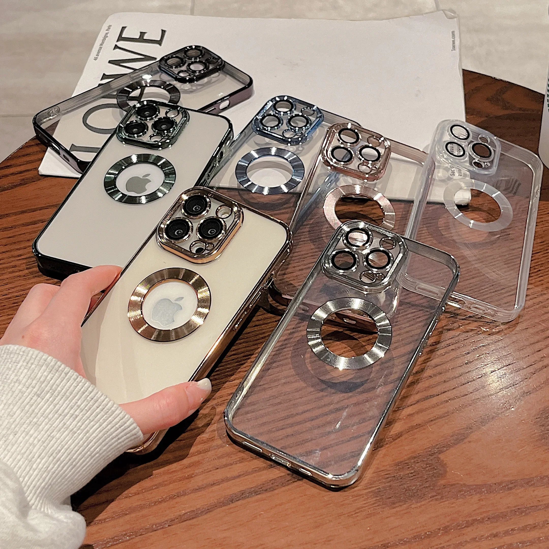 Luxury Plated Shockproof iPhone iPhone 16/15/14/13/12 Pro Max Plus Mini Case with MagSafe | Crystal Clear Glass, Enhanced Camera Protection & Elegant Silicone Design Cover