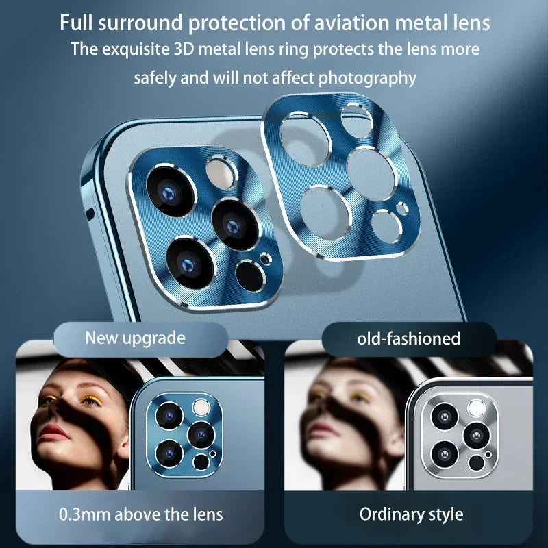 Luxury Ultra-Thin iPhone Case: Metal Alloy and Glass, Privacy Protection, Double-Sided 360° Full Protection | MagSafe-Compatible Magnetic Adsorption | Shockproof with Camera Protection | Apple iPhone 16/16e, 15, 14, 13, 12 Pro Max, Pro, Plus & Mini Cover