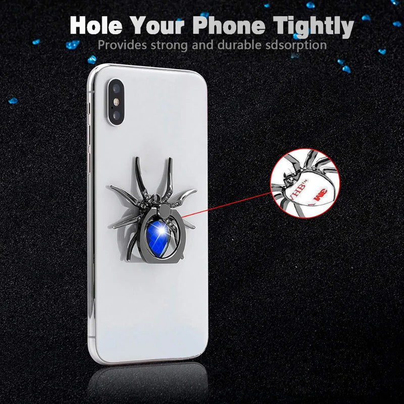 Universaler Luxus-Bling-Diamant-Metall-Spinne Handy-Fingerringhalter, 360° drehbarer Ständer für Apple iPhone, Samsung