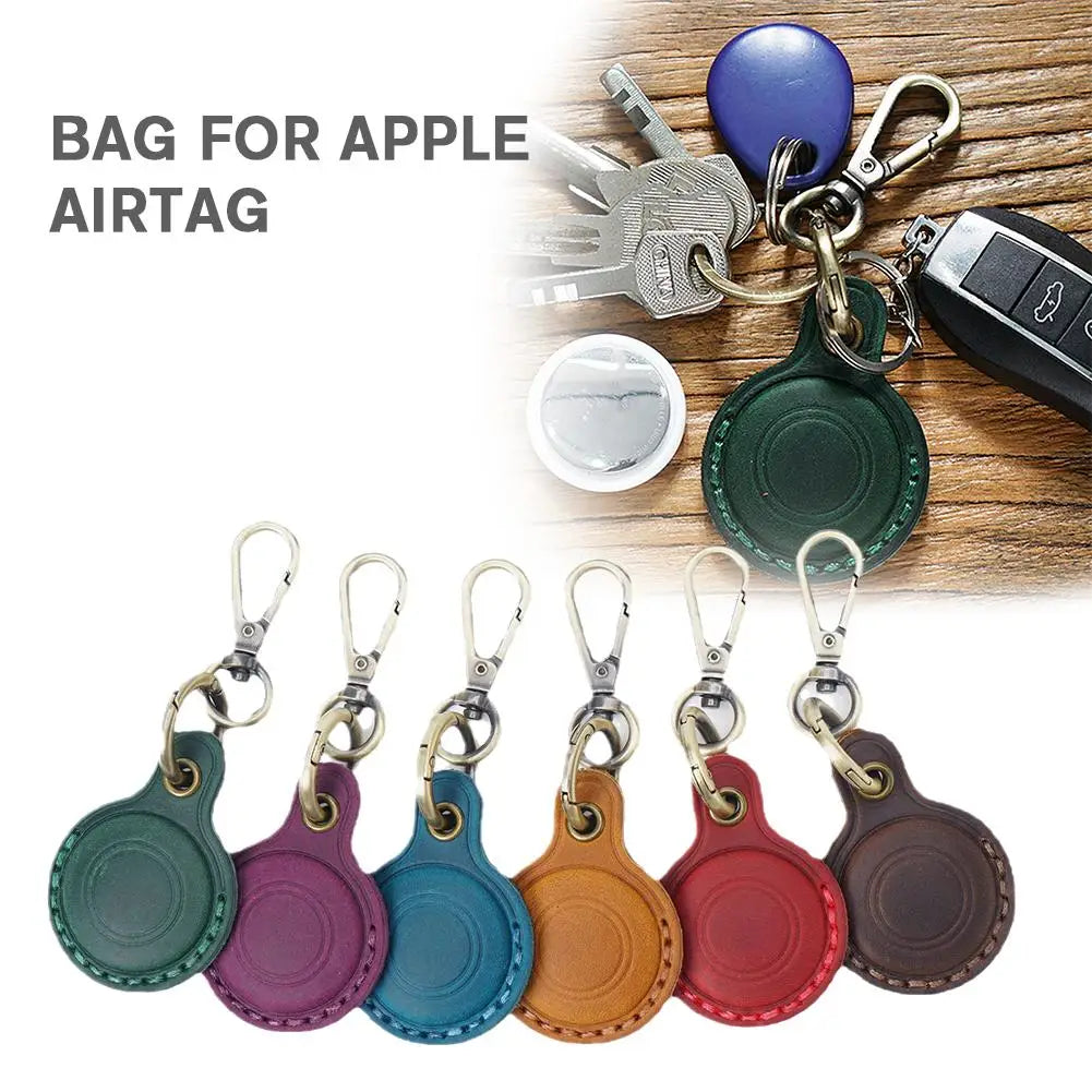 Hochwertiger Retro-Leder Schlüsselring für Apple Airtag Locator Tracker | Apple Airtag Armband Anti-Drop Schutzhülle