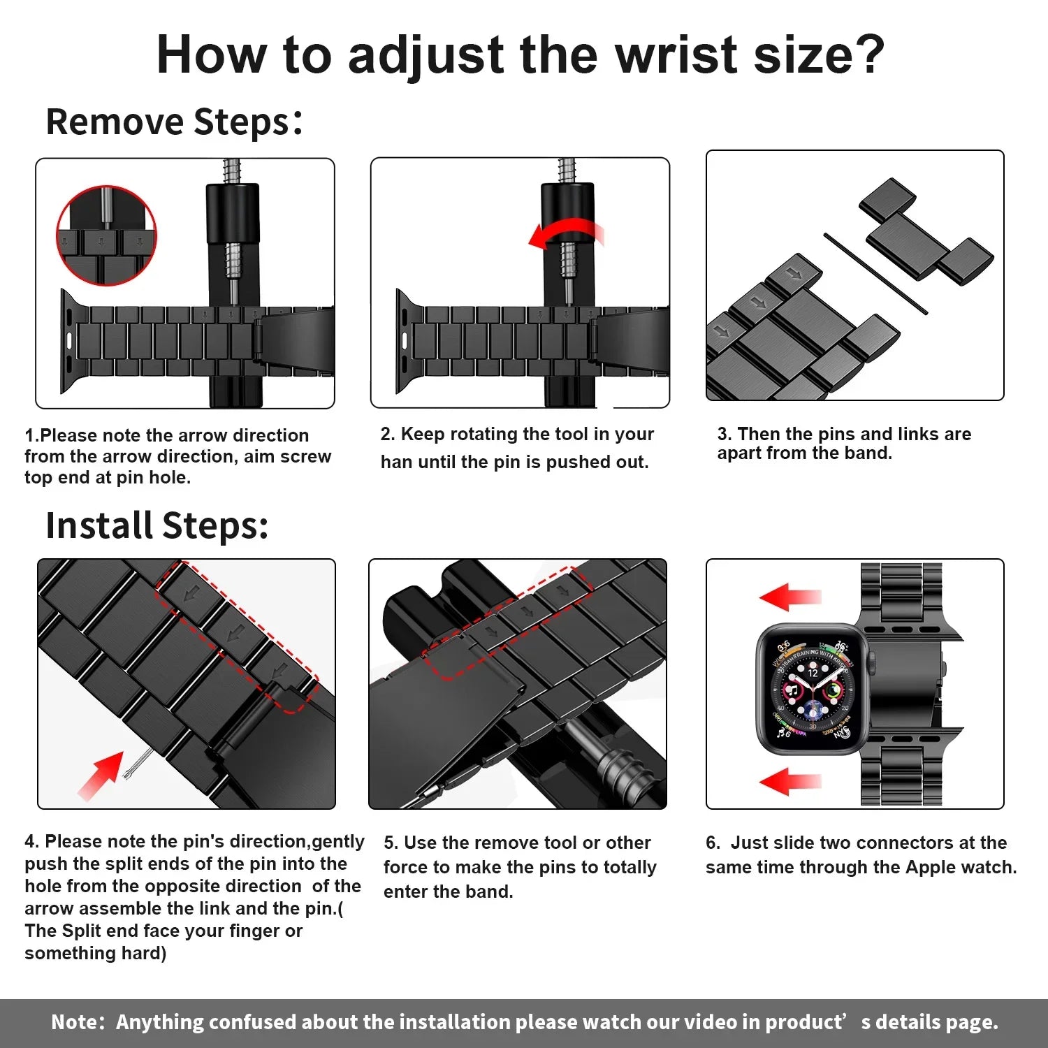 Metallband für Apple Watch 49mm, 45mm, 44mm, 42mm, 41mm, 40mm | Premium Edelstahl Armband für iWatch Ultra/9/8/7/6/5/4/3/SE