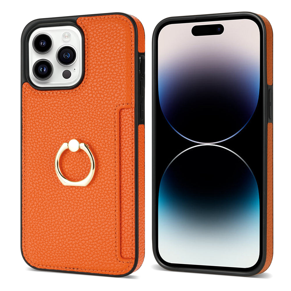 Hochwertiges Kartenfach Leder Brieftasche mit Ringhalter und Ständer iPhone Hülle