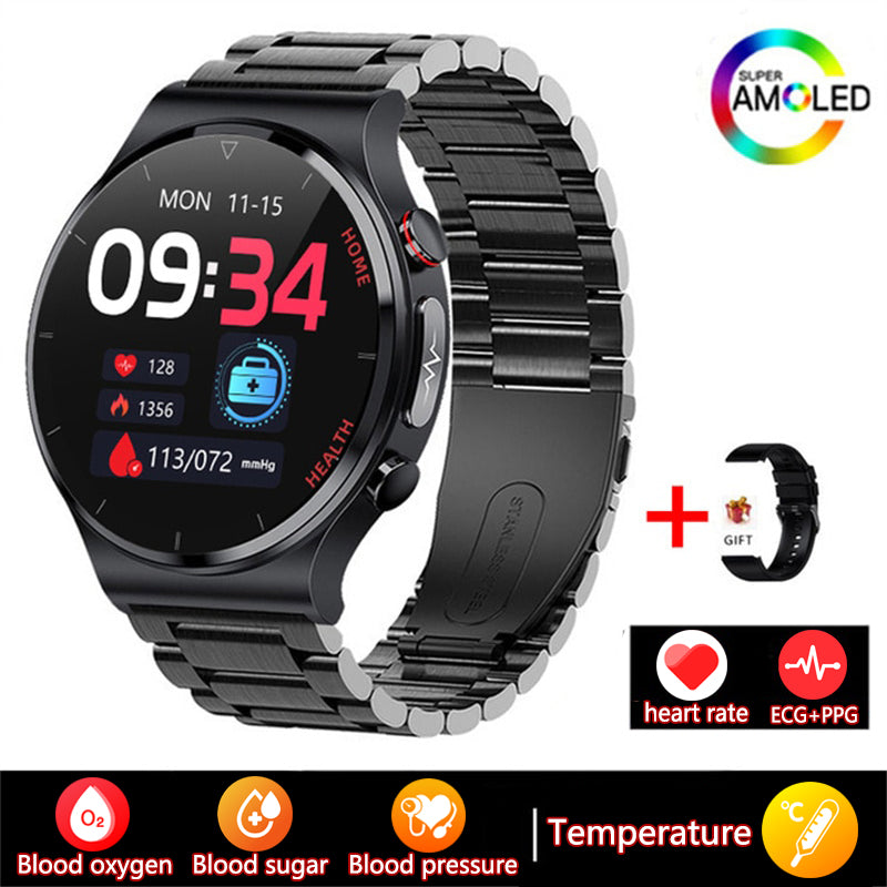 Premium Smartwatch für Männer | Uhr 4 Pro mit AMOLED HD Bildschirm Bluetooth Anruf, GPS Herzfrequenzmessung