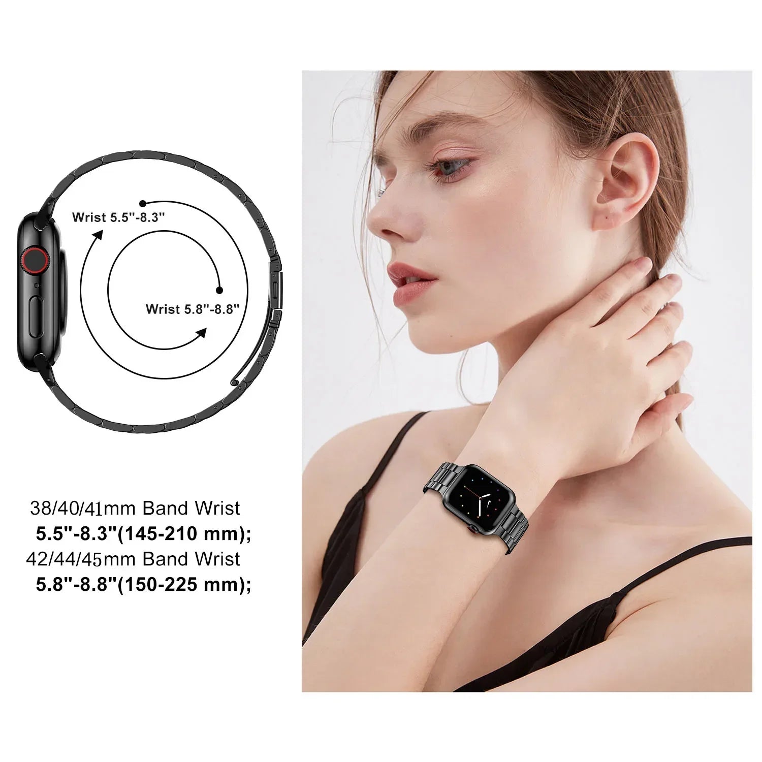Metallband für Apple Watch 49mm, 45mm, 44mm, 42mm, 41mm, 40mm | Premium Edelstahl Armband für iWatch Ultra/9/8/7/6/5/4/3/SE