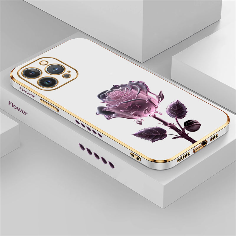 Luxury Crystal Rose Diamond iPhone Case | MagSafe Case with 360-Degree Protection and Camera Lens Cover for Apple iPhone 16/15/14/13/12 Pro Max, Plus, Mini Cover | Armor Case, Bumper Cover Phone Case | High-Quality Protective Cover