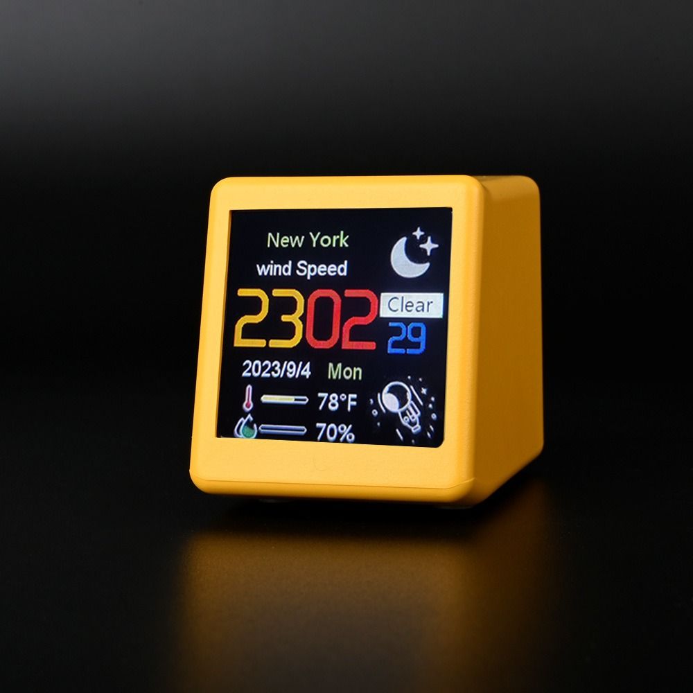 Premium Mini Smart WiFi Wettervorhersage-Station: Uhr für Gaming-Desktop-Deko | DIY süße GIF-Animationen & Elektronisches Album