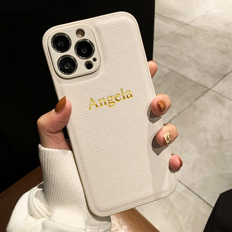 Personalized Luxury Leather iPhone Case for Apple iPhone 16/16e, 15, 14, 13, 12 Pro Max, Pro, Plus & Mini | Name, Initials, Symbols & Numbers | Custom Engraved Case | MagSafe Compatible Cover with Camera Protection & Genuine Leather