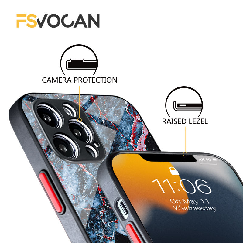 Luxury Gold Frame Marble iPhone Case Shockproof Cover | MagSafe Phone Case for Apple iPhone 16/15/14/13/12 Pro Max Plus Mini | Camera Protector, Cover & Armor Protective Case