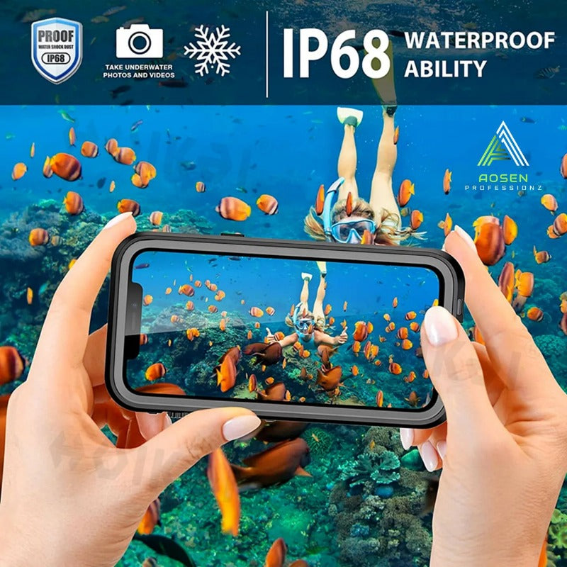 Premium IP68 Waterproof Magnetic Case with MagSafe for Apple iPhone 16/15/14/13/12 Pro Max, Plus, Mini: 360° Full Protection Case, Military Armor Design | Dustproof, Shockproof Cover with Camera Protection | Ideal for Diving and Swimming