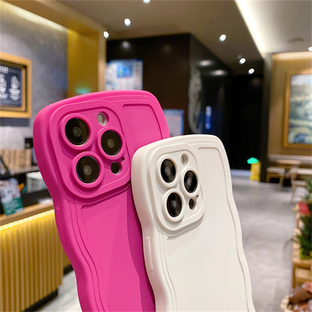 Premium Stylish Solid Color Curly Wave Design iPhone Case | MagSafe Case with Camera Lens Protector for Apple iPhone 16/15/14/13/12 Pro Max Plus Mini | Heavy Duty, Bumper Cover Phone Case | Premium Silicone Protective Cover