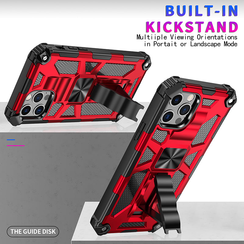 High-Quality Hybrid Military Armor iPhone Case | MagSafe Case for Apple iPhone 16/15/14/13/12 Pro Max Plus Mini with Built-in Stand, Camouflage Cover, 360-Degree Camera Protection, and Screen Protector Phone Cover
