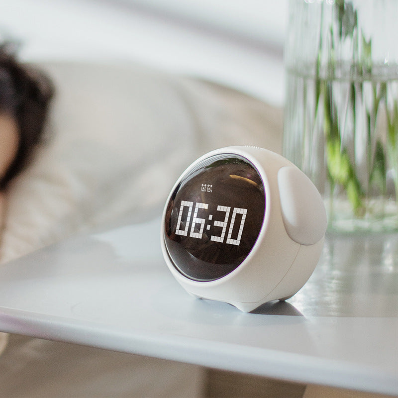 Premium Wecker mit niedlichem Ausdruck & Nachtlicht für Kinder: Sprachgesteuertes, multifunktionales Licht mit Thermometer