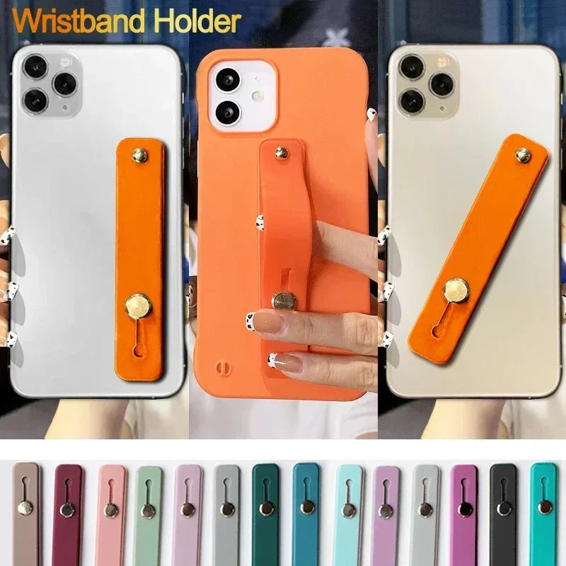 Premium Transparent Candy-Color For Apple iPhone 16/15/14/13/12 Pro Max Plus Mini Case | Wrist Strap Phone Holder Clear Soft-Silicone Apple iPhone Case