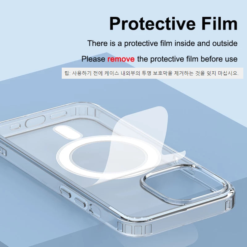 Ultra-Thin Magnetic Transparent For Apple iPhone 16/15/14/13/12 Pro Max Plus Mini Case | Premium Shockproof Slim Frameless Clear Water-Resistant Protective Cover with Magsafe