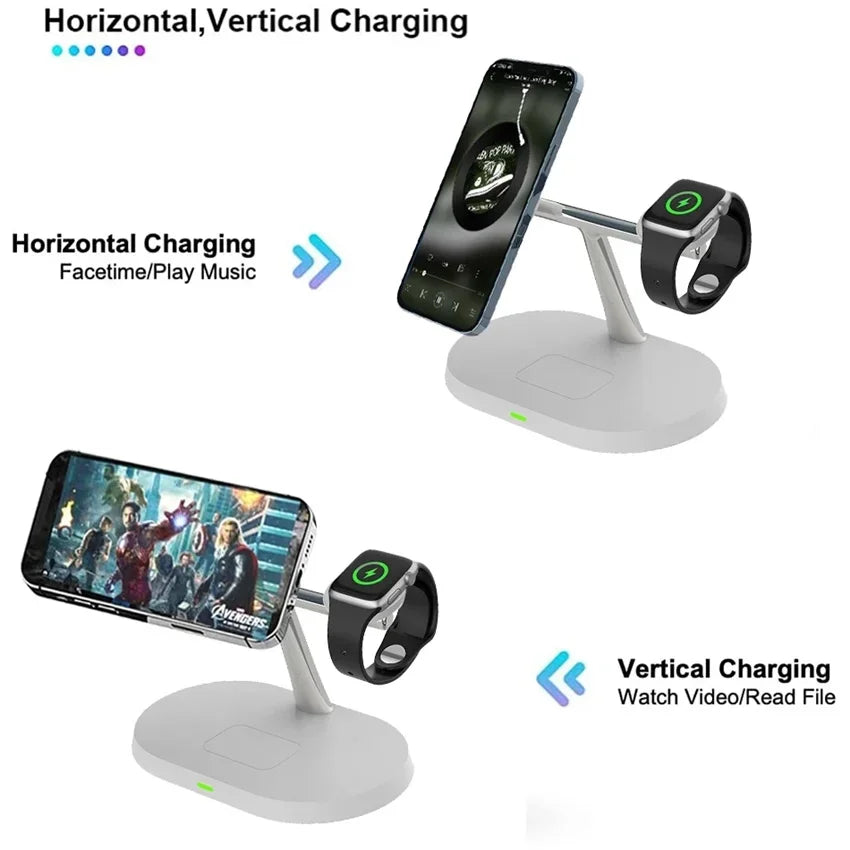 Hacrin 3 in 1 Wireless Charging station for  Apple Watch Series 7 Charger Dock Fast Charging Station for Smartphones, Apple iPhone, Samsung, iOS & Android