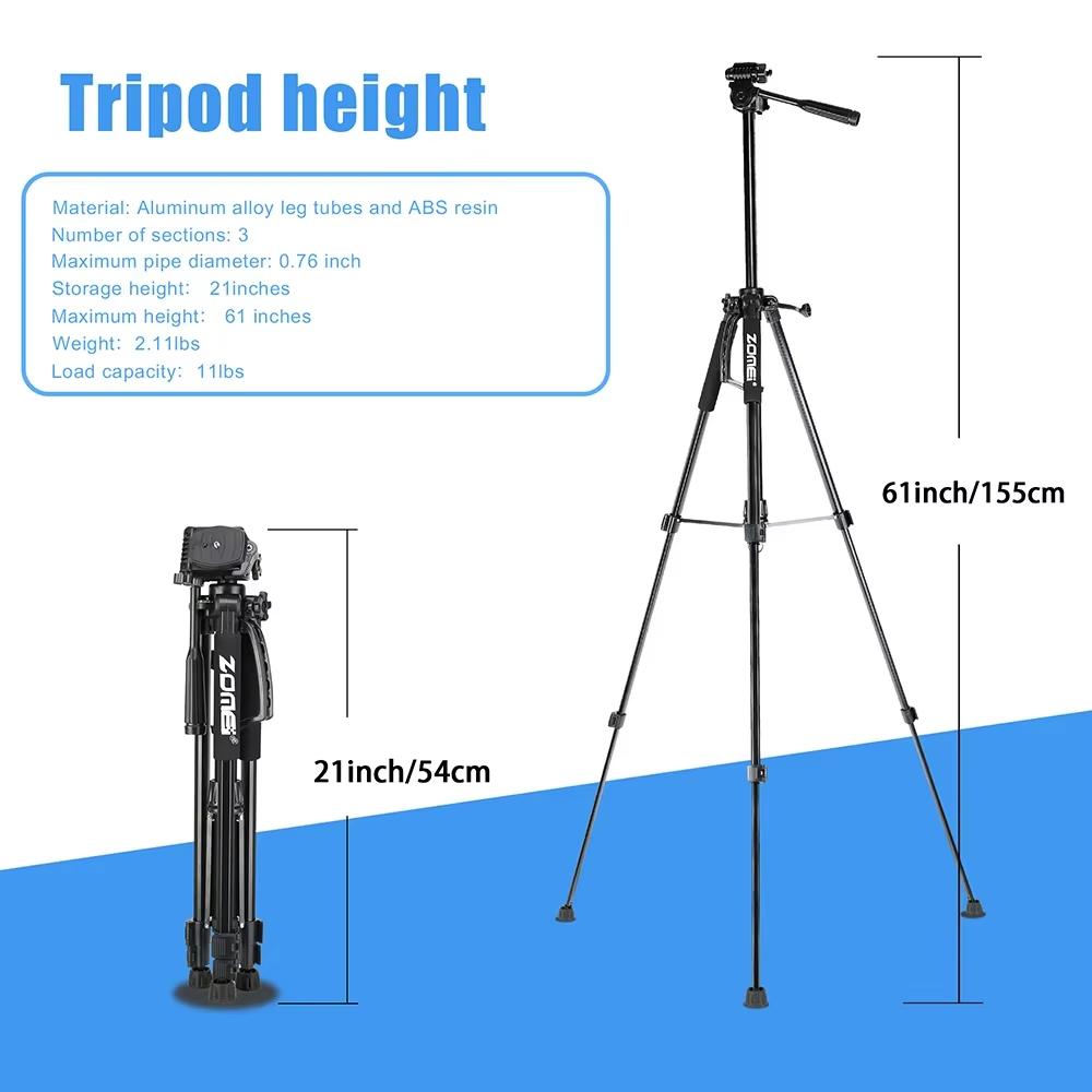 Professionelles Aluminium-Reisestativ, 140 cm für Videografie & Fotografie: Schnellplattenmontage, geeignet für Smartphones,