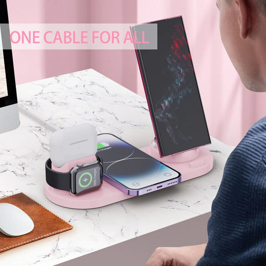 7-in-1 Charging Station Fast Wireless Charger | Fast Charging Dock 30W USB Type C Apple Watch, AirPods, Smartphones, Apple iPhone, Samsung, iOS & Android Fast Charger