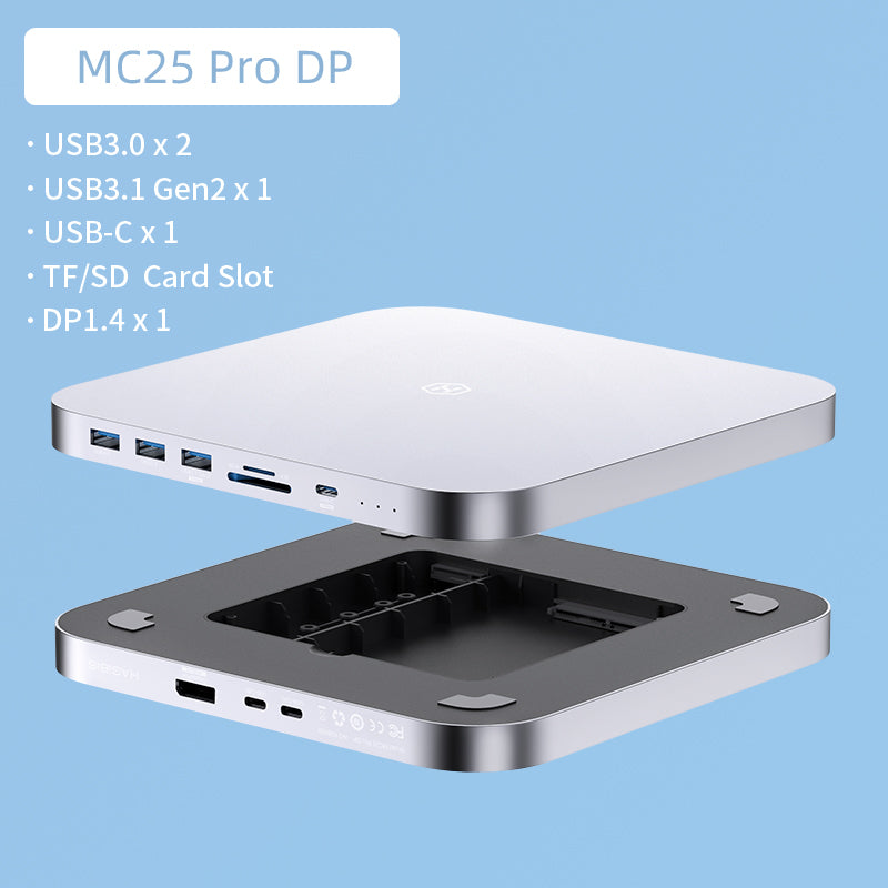 Hagibis USB-C Hub mit Festplattengehäuse, Hochwertiges Typ-C Docking Station, 2,5" SATA, NVMe M.2 SSD Case, 4K DP, USB