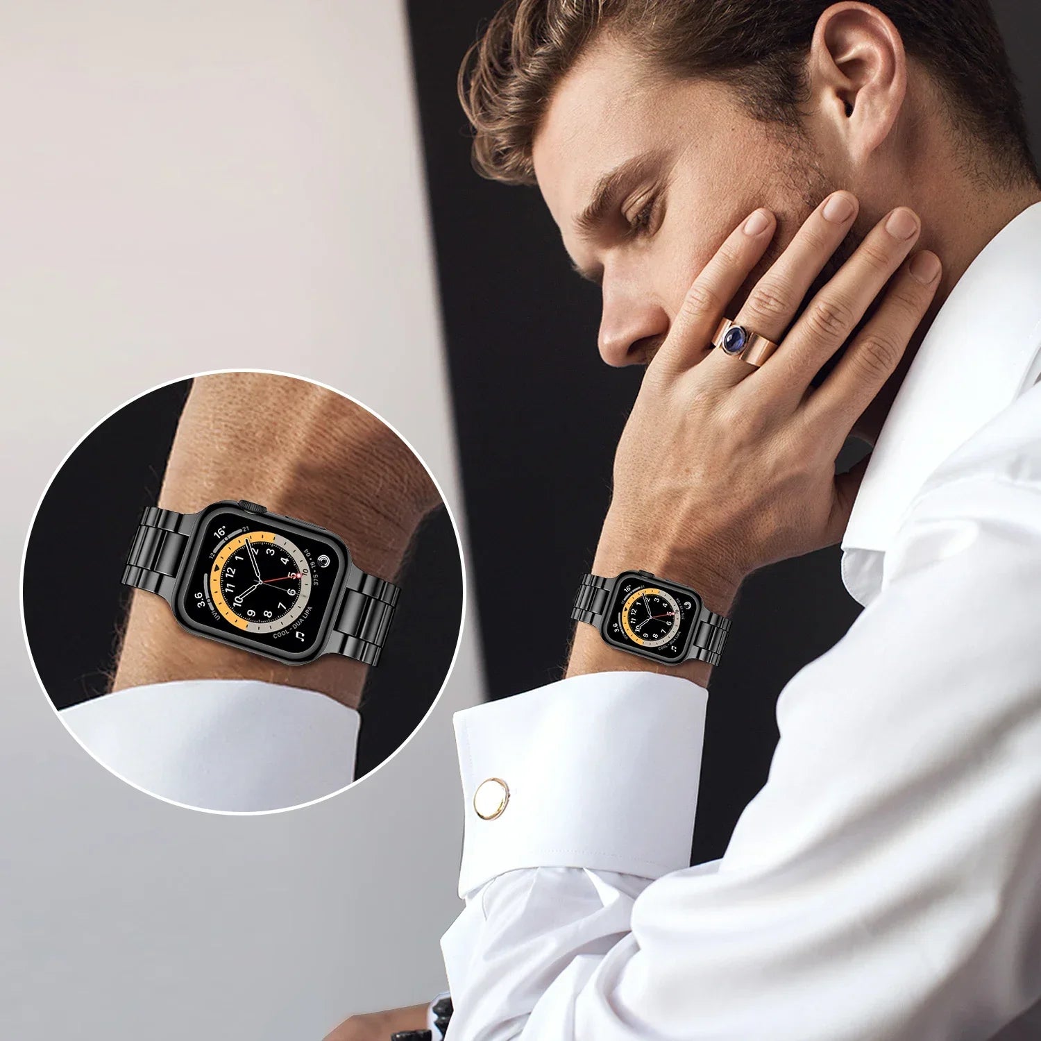 Metallband für Apple Watch 49mm, 45mm, 44mm, 42mm, 41mm, 40mm | Premium Edelstahl Armband für iWatch Ultra/9/8/7/6/5/4/3/SE