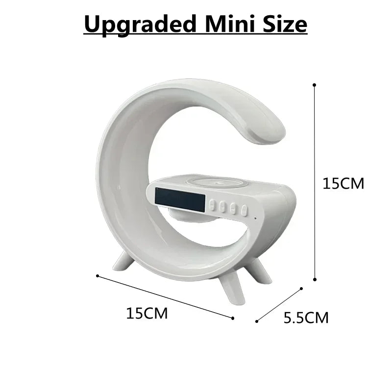 Universal RGB Charging Station LED Wireless Lamp Charger Alarm Clock Bluetooth Speaker | Charging Dock USB C Smartphones, Apple iPhone, Samsung, iOS & Android